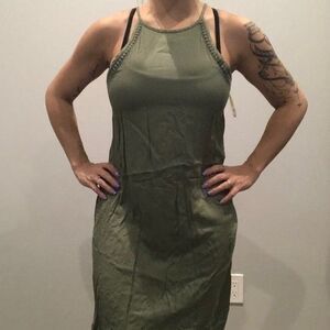 NWT Mudd Womens Small  Tank Top Olive‎ Green Dress Midi Knee Length